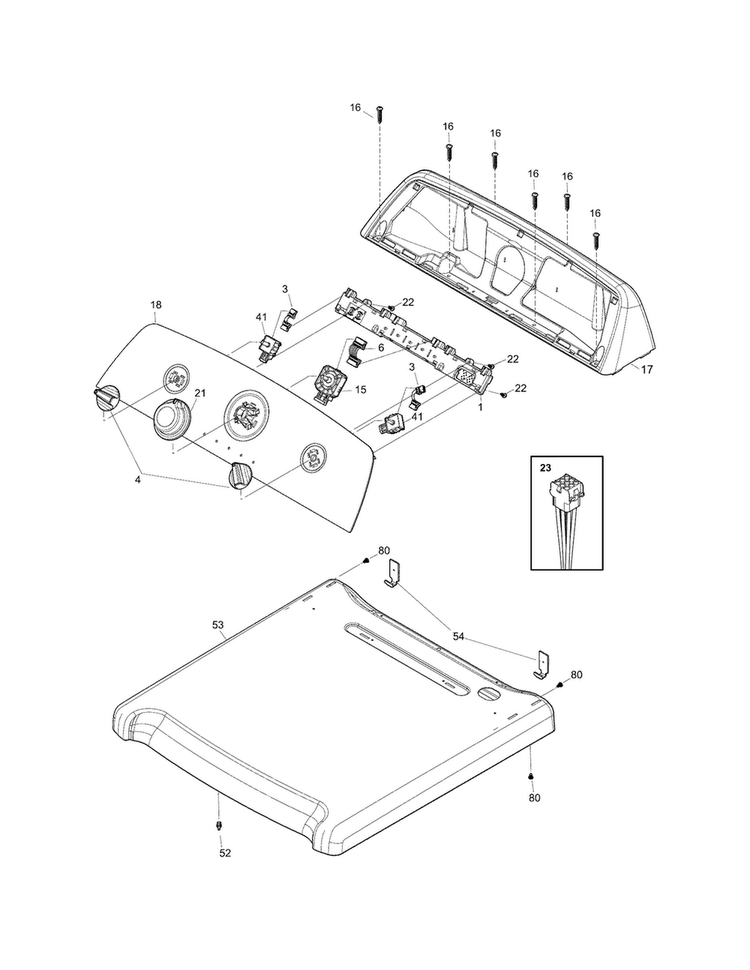 Controls/top Panel Diagram and Parts List for CARE1011MW0  Frigidaire Dryer