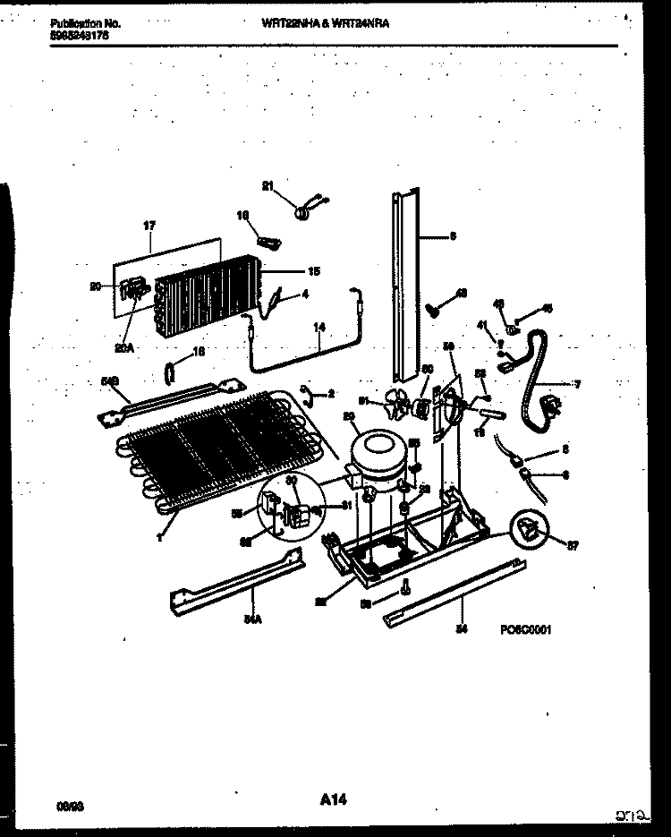 SYSTEM AND AUTOMATIC DEFROST PARTS Diagram and Parts List for WRT24NRAW0  Frigidaire Refrigerator