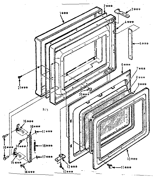 Door Parts Diagram and Parts List for 5648878310  Kenmore Microwave
