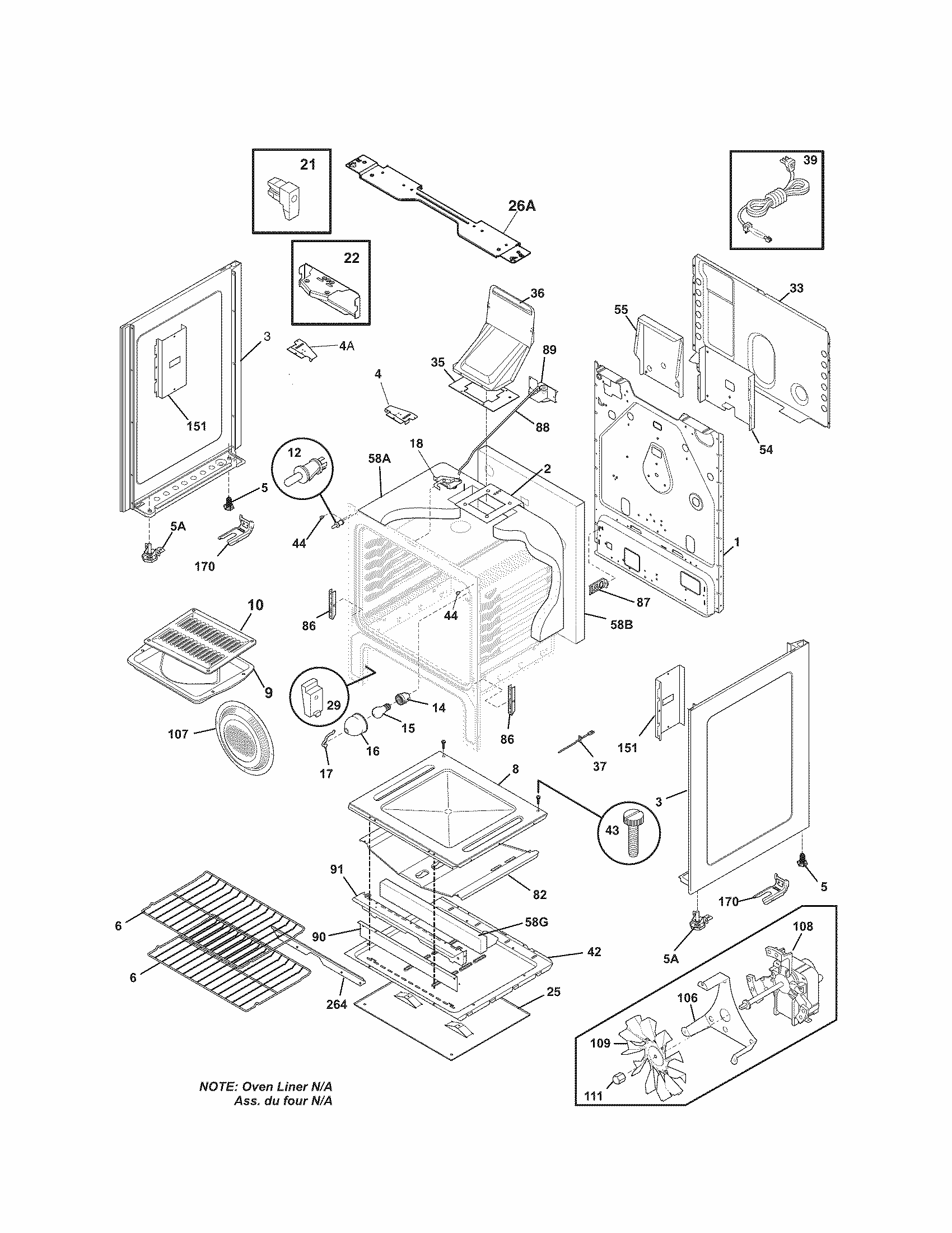Body Diagram and Parts List for 79074003310  Kenmore Range