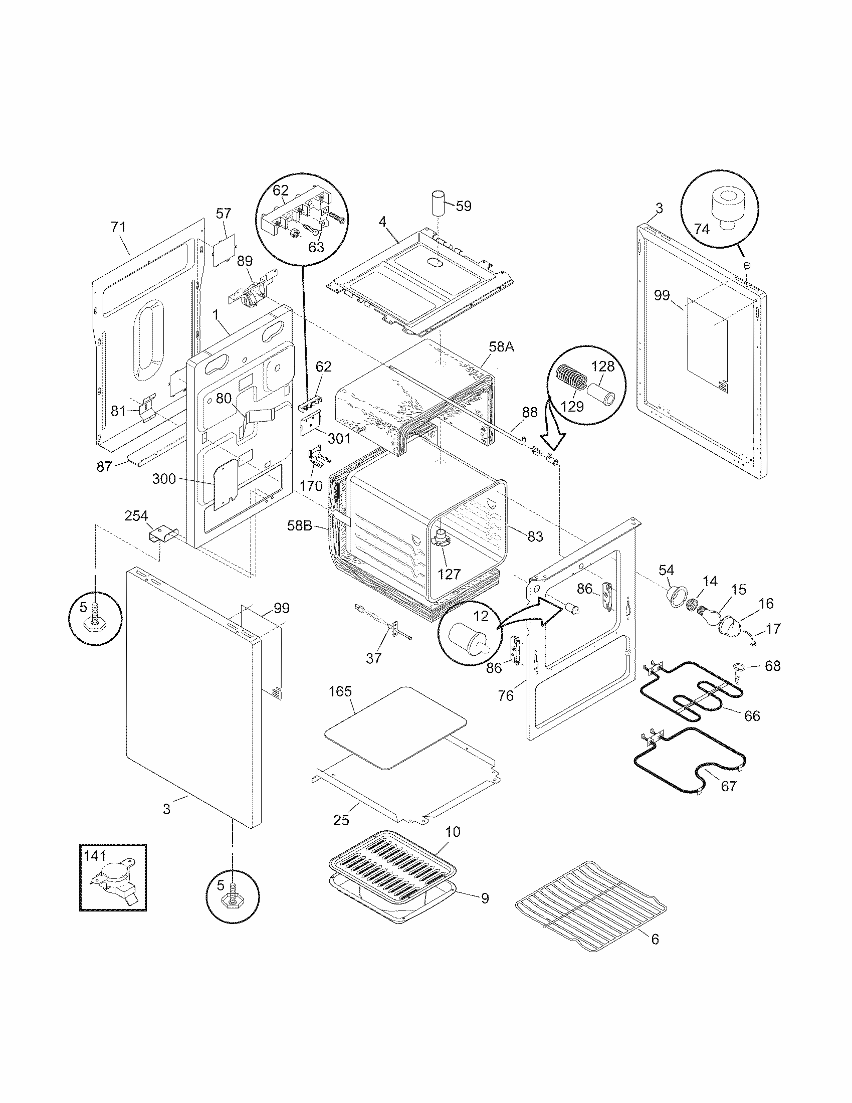 Body Diagram and Parts List for 79090102207  Kenmore Range
