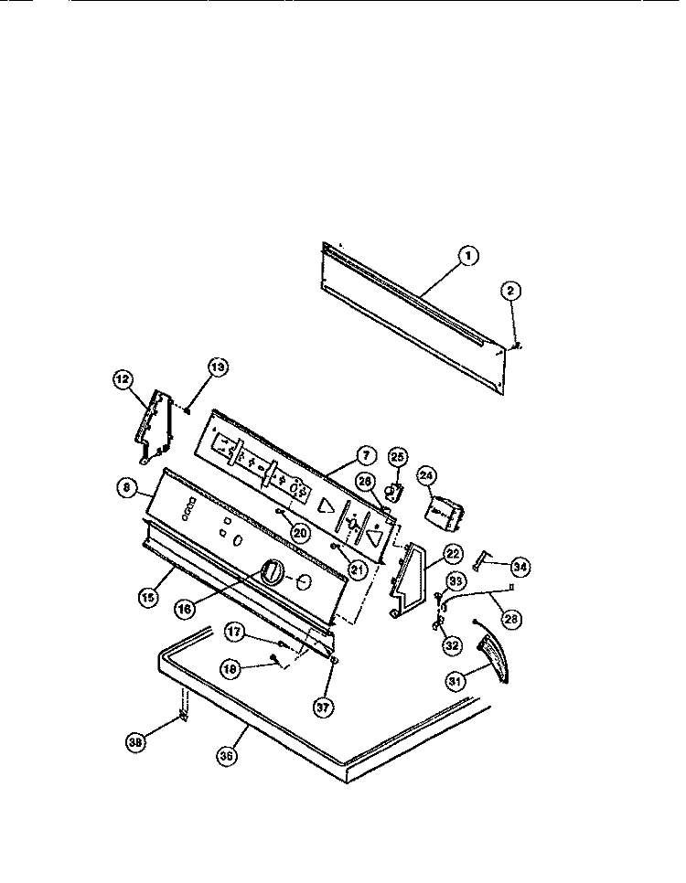 CONSOLE, CONTROLS, TOP PANEL Diagram and Parts List for DECSFL3  Frigidaire Dryer
