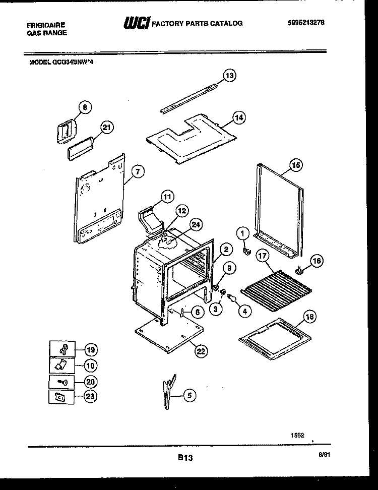 BODY PARTS Diagram and Parts List for GCG34BNL4  Frigidaire Range
