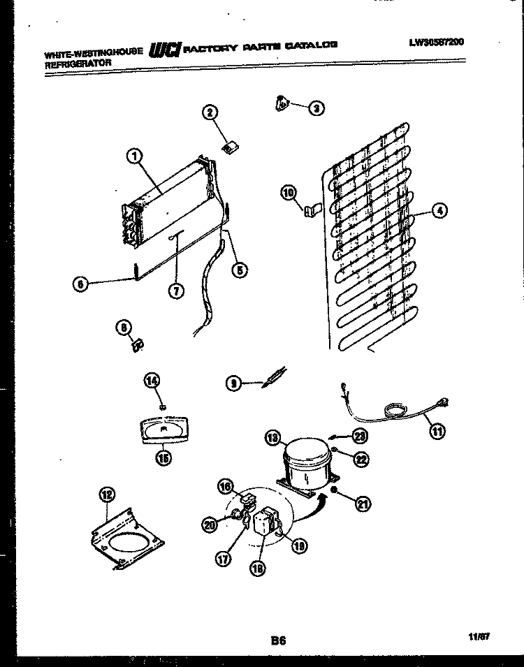 SYSTEM AND AUTOMATIC DEFROST PARTS Diagram and Parts List for RT174ZCD1  Frigidaire Refrigerator
