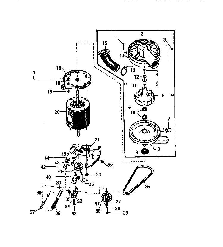 MOTOR, PUMP ASSEMBLY Diagram and Parts List for LA750EXV3  Frigidaire Washer