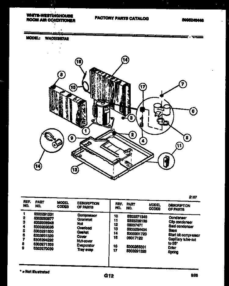 UNIT PARTS Diagram and Parts List for WAC053S7A2  Frigidaire Air Conditioner