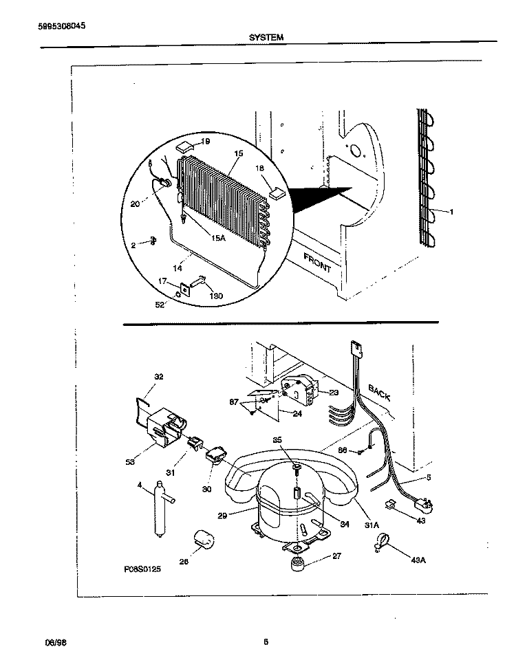 SYSTEM Diagram and Parts List for MFU14F1GW2  Frigidaire Freezer