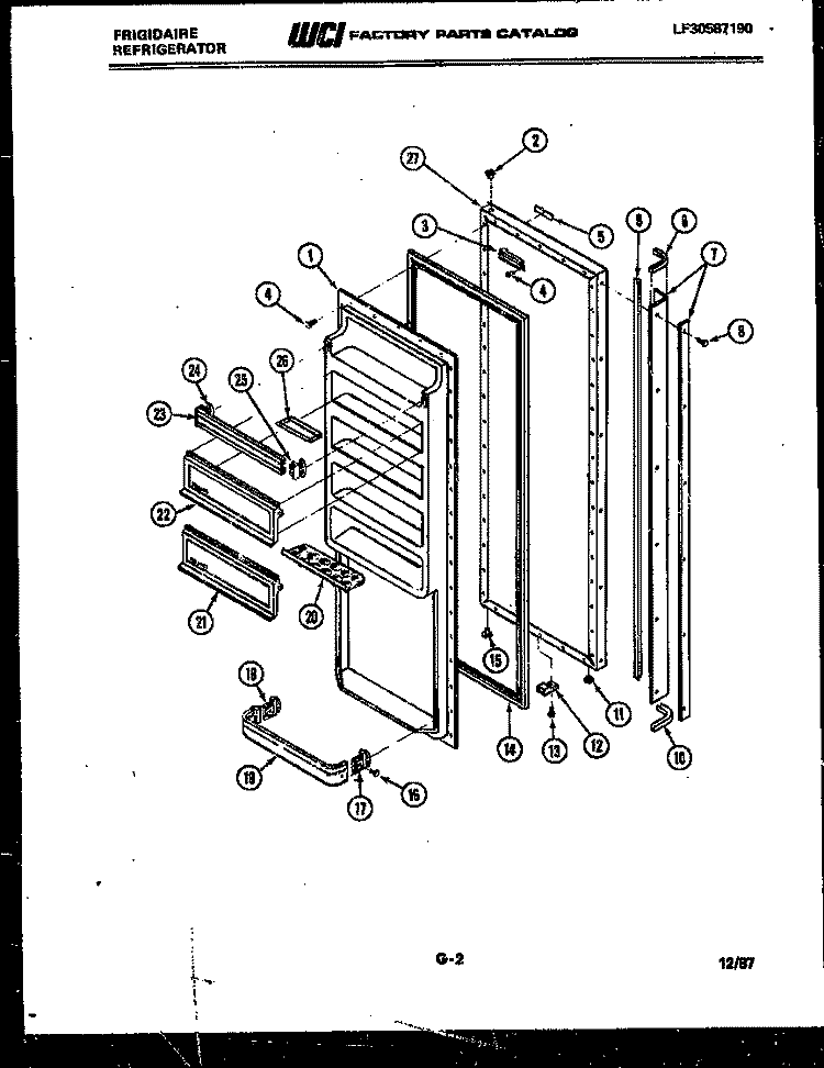 REFRIGERATOR DOOR PARTS Diagram and Parts List for FPCI19VMA3  Frigidaire Refrigerator