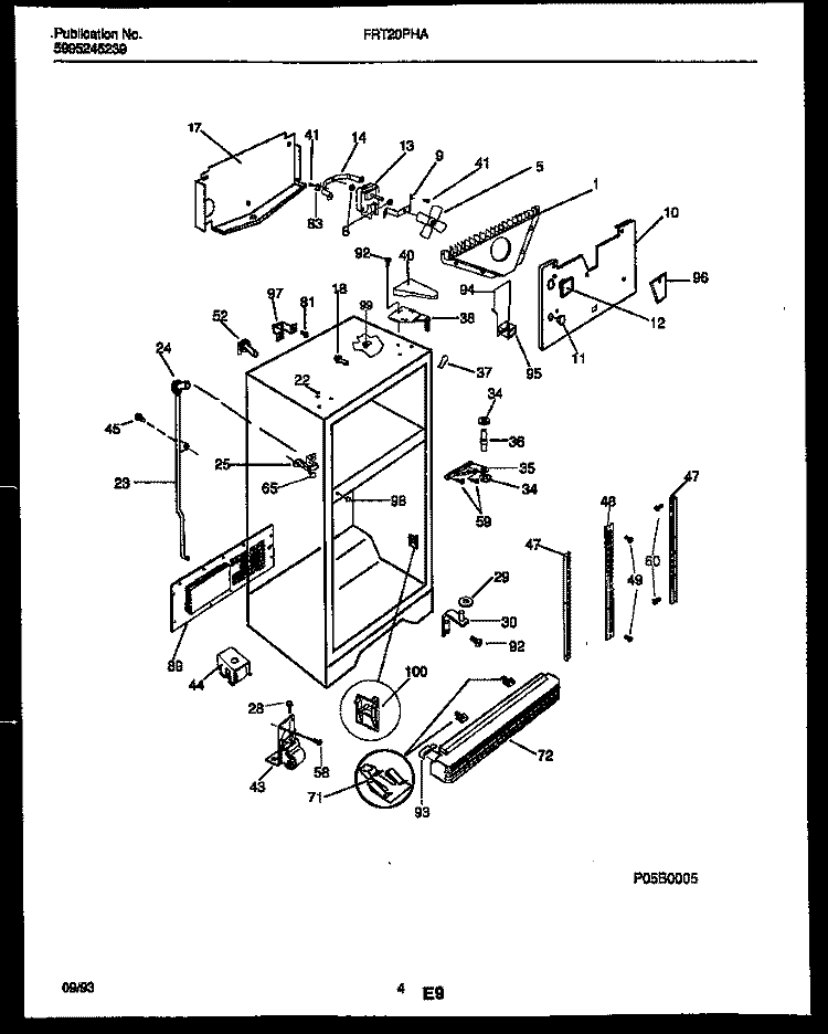 CABINET PARTS Diagram and Parts List for FRT20PHAD0  Frigidaire Refrigerator