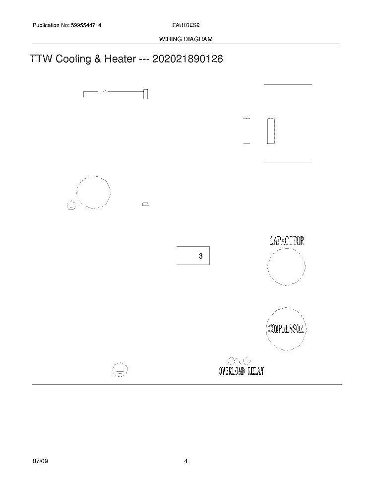 WIRING DIAGRAM Diagram and Parts List for FAH10ES2TA  Frigidaire Air Conditioner