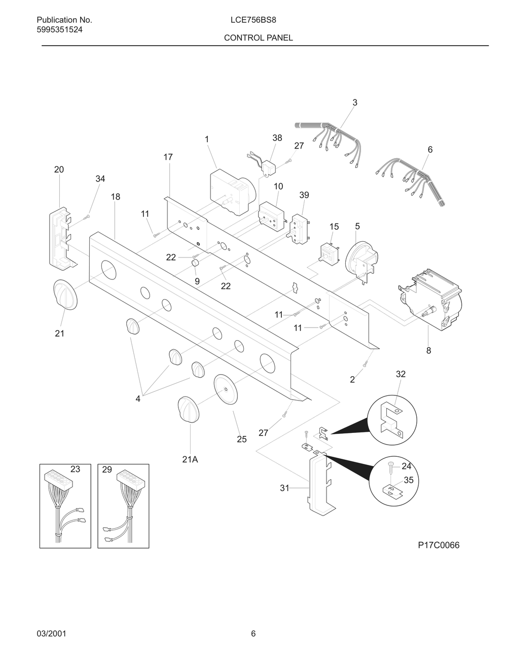 Control Panel Diagram and Parts List for LCE756BS8  Frigidaire Dryer