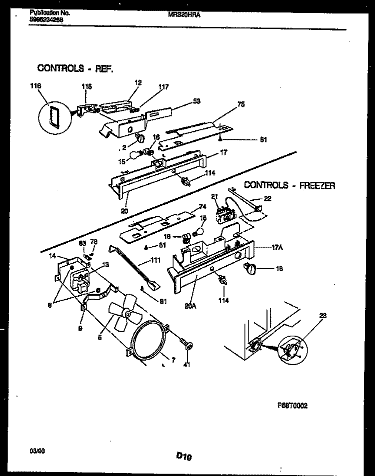REFRIGERATOR CONTROL ASSEMBLY, DAMP Diagram and Parts List for MRS20HRAWO  Frigidaire Refrigerator