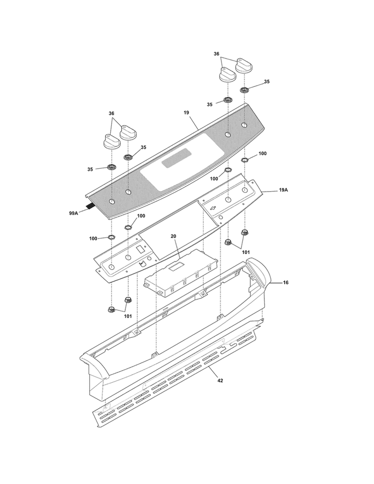 Backguard Diagram and Parts List for PLCS389ECI  Frigidaire Range