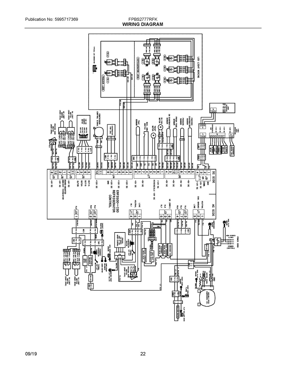Wiring Diagram Diagram and Parts List for FPBS2777RFK  Frigidaire Refrigerator