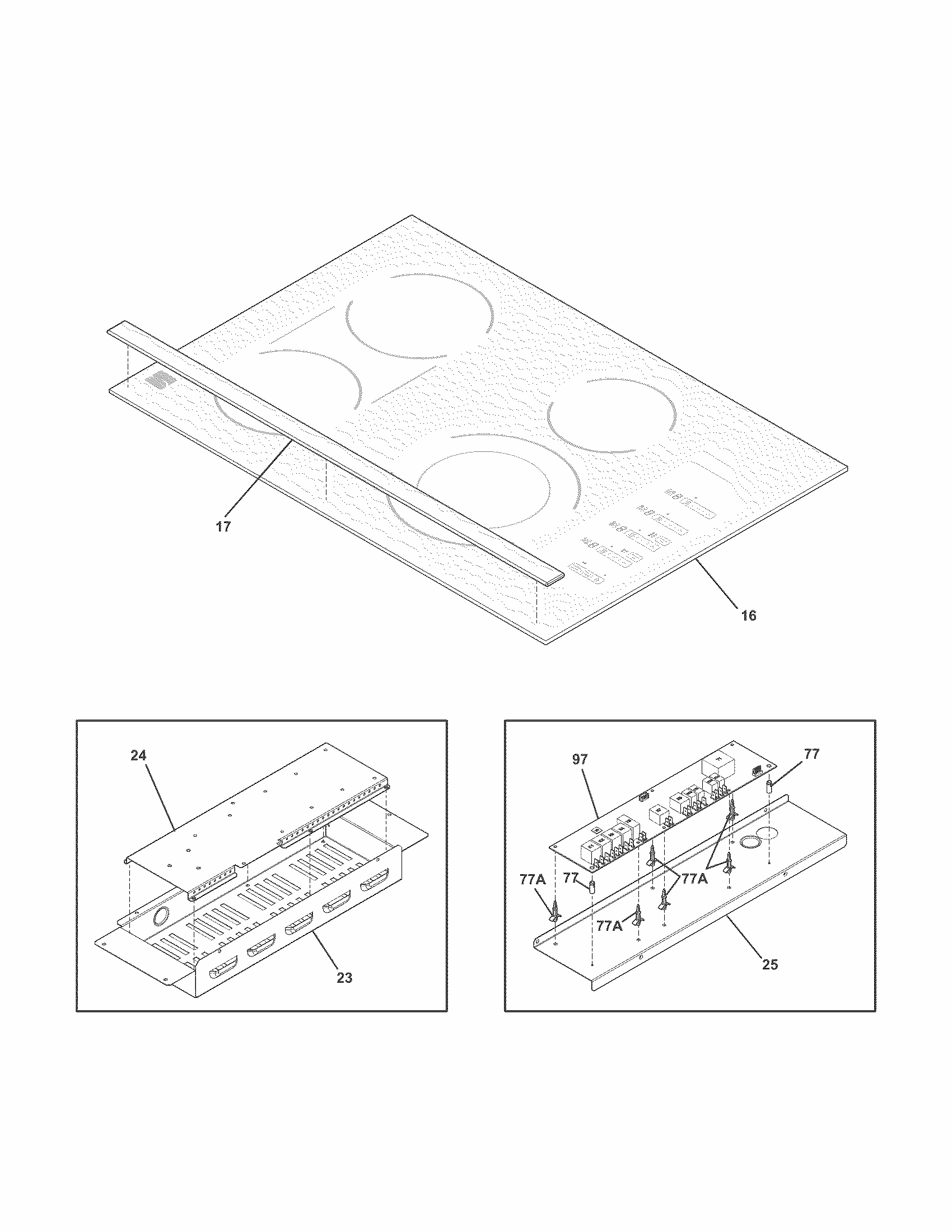 Control Panel Diagram and Parts List for 79044229101  Kenmore Cooktop