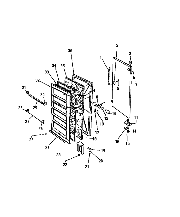 DOOR Diagram and Parts List for UFS101DM1  Kelvinator Freezer