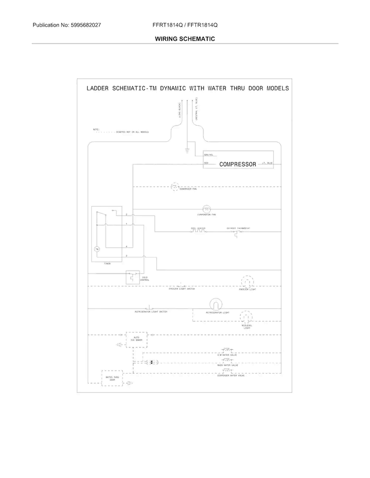 Wiring Schematic Diagram and Parts List for FFTR1814QW7B  Frigidaire Refrigerator