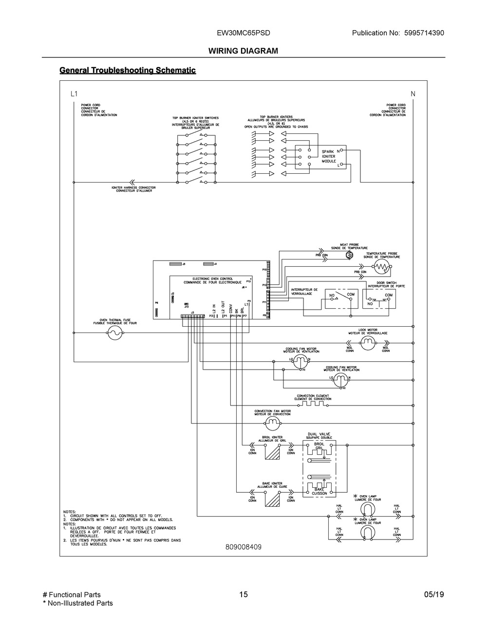 Wiring Diagram Diagram and Parts List for EW30MC65PSD  Frigidaire Wall Oven