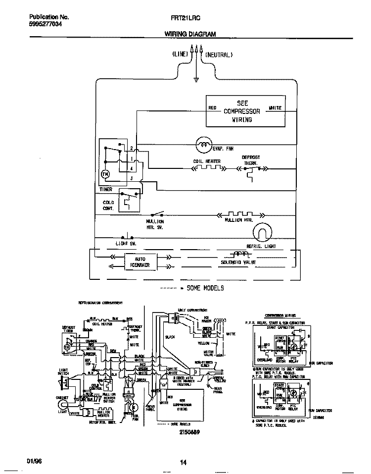 WIRING DIAGRAM Diagram and Parts List for FRT21LRCW1  Frigidaire Refrigerator