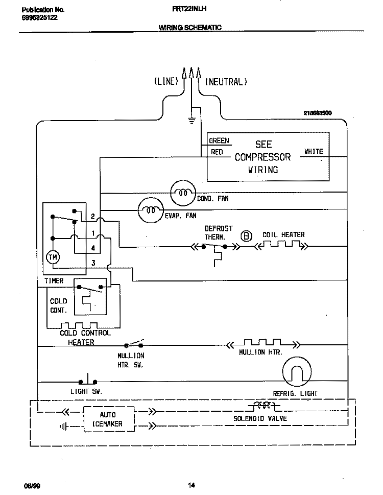 WIRING DIAGRAM Diagram and Parts List for FRT22INLHB0  Frigidaire Refrigerator