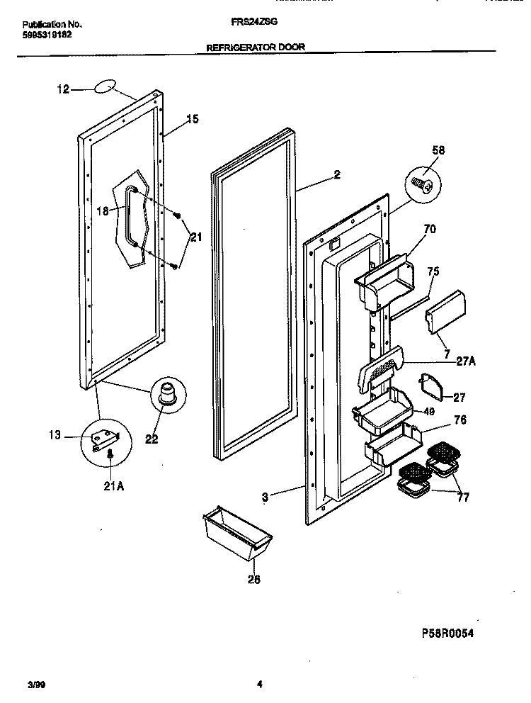 REFRIGERATOR Diagram and Parts List for FRS24ZSGB3  Frigidaire Refrigerator