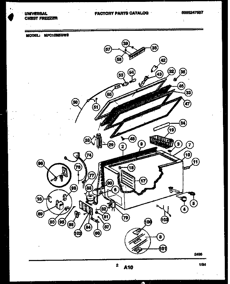 CHEST FREEZER PARTS Diagram and Parts List for MFC15M5BW0  Uni Freezer
