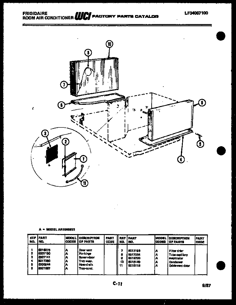 UNIT PARTS Diagram and Parts List for AR16NS8E1  Frigidaire Air Conditioner