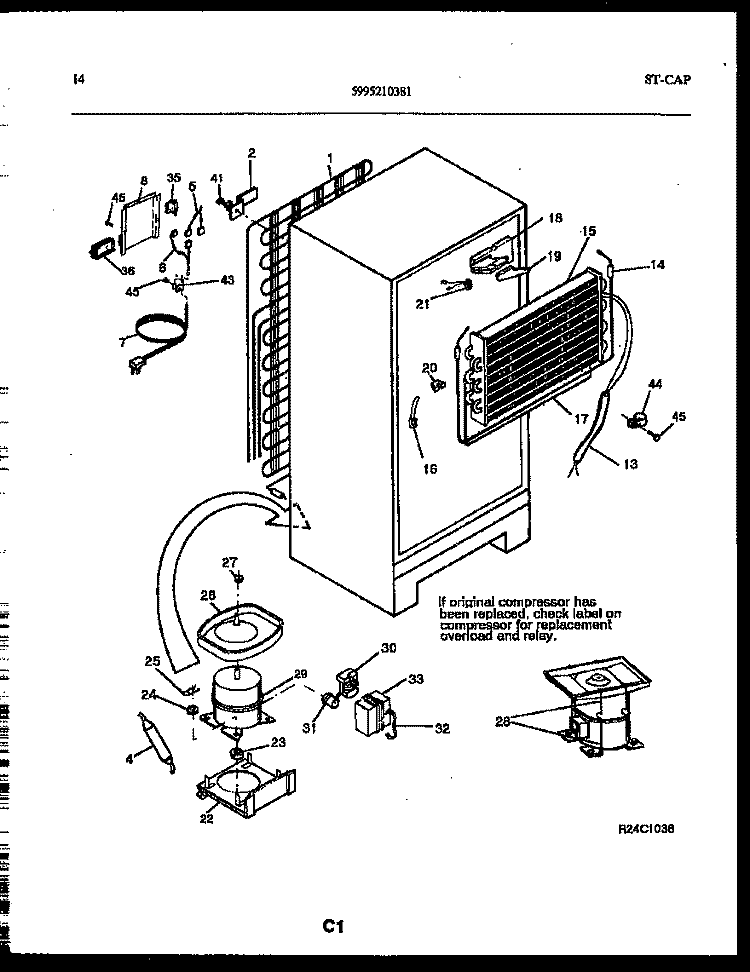 SYSTEM AND AUTOMATIC DEFROST PARTS Diagram and Parts List for FPCE19TRL0  Frigidaire Refrigerator