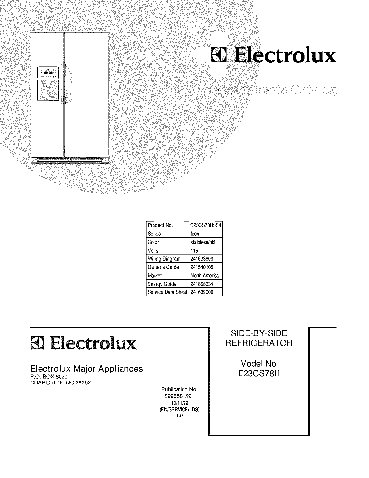 COVER Diagram and Parts List for E23CS78HSS4  Electrolux Refrigerator
