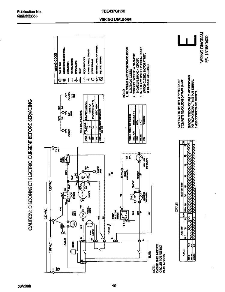 131850400 WIRING DIAGRAM Diagram and Parts List for FDE437GHS0  Frigidaire Dryer