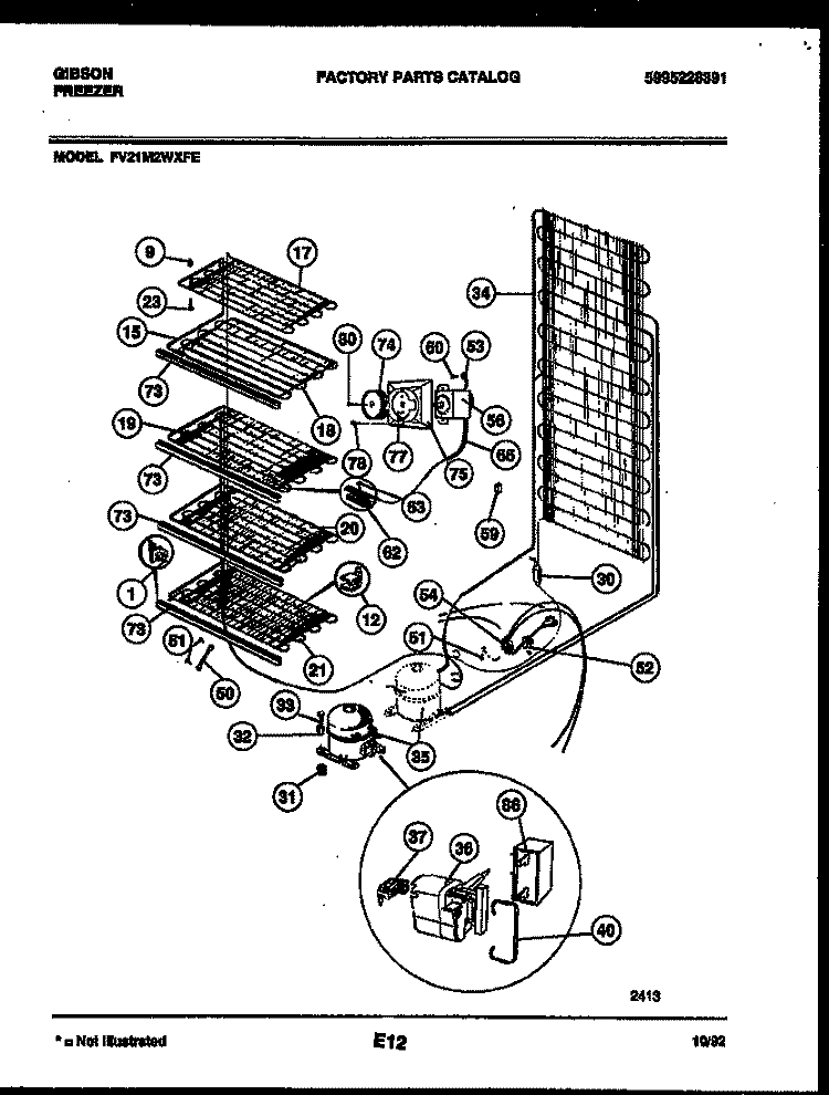 SYSTEM AND ELECTRICAL PARTS Diagram and Parts List for FV21M2WXFE  Gibson Freezer