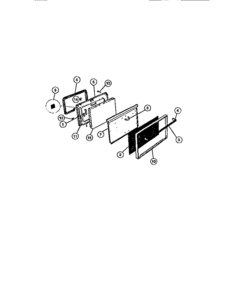 OVEN DOOR Diagram and Parts List for 31-2758-00-02  Tappan Range