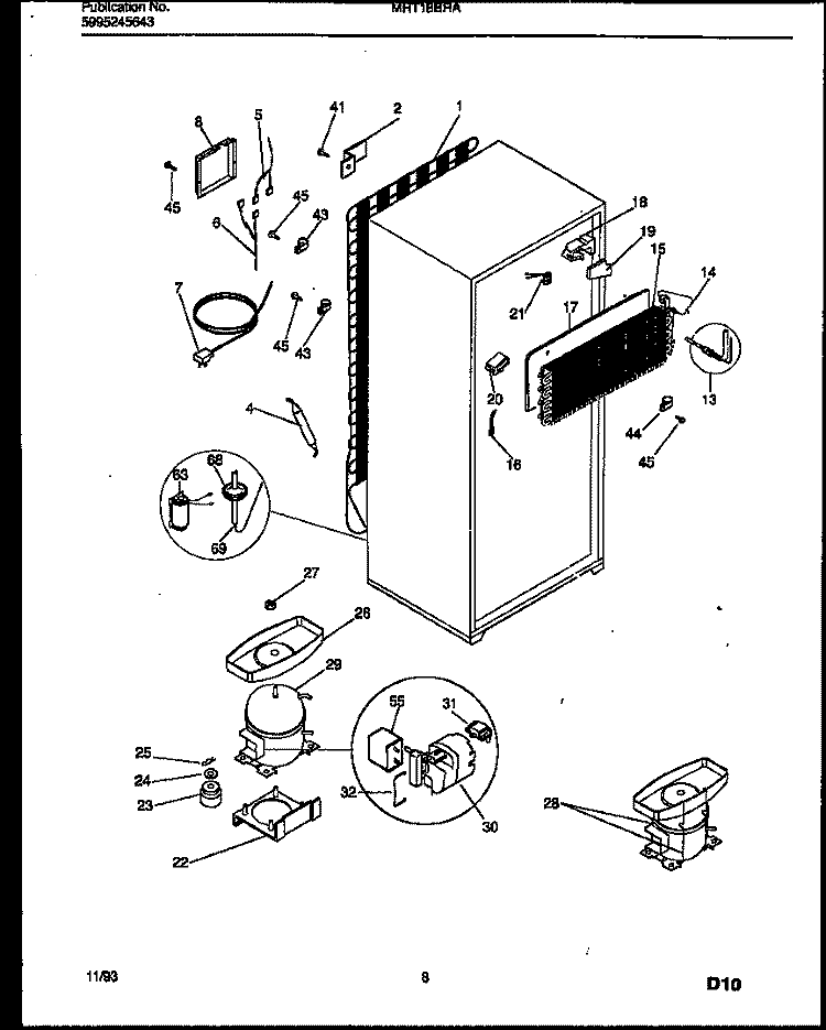 SYSTEM AND AUTOMATIC DEFROST PARTS Diagram and Parts List for MRT18BRAW0  Frigidaire Refrigerator