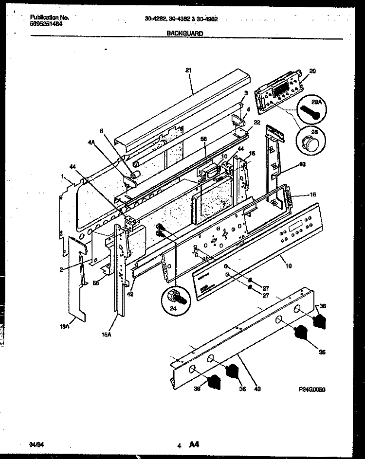 BACKGUARD Diagram and Parts List for 30-4982-23-02  Tappan Range
