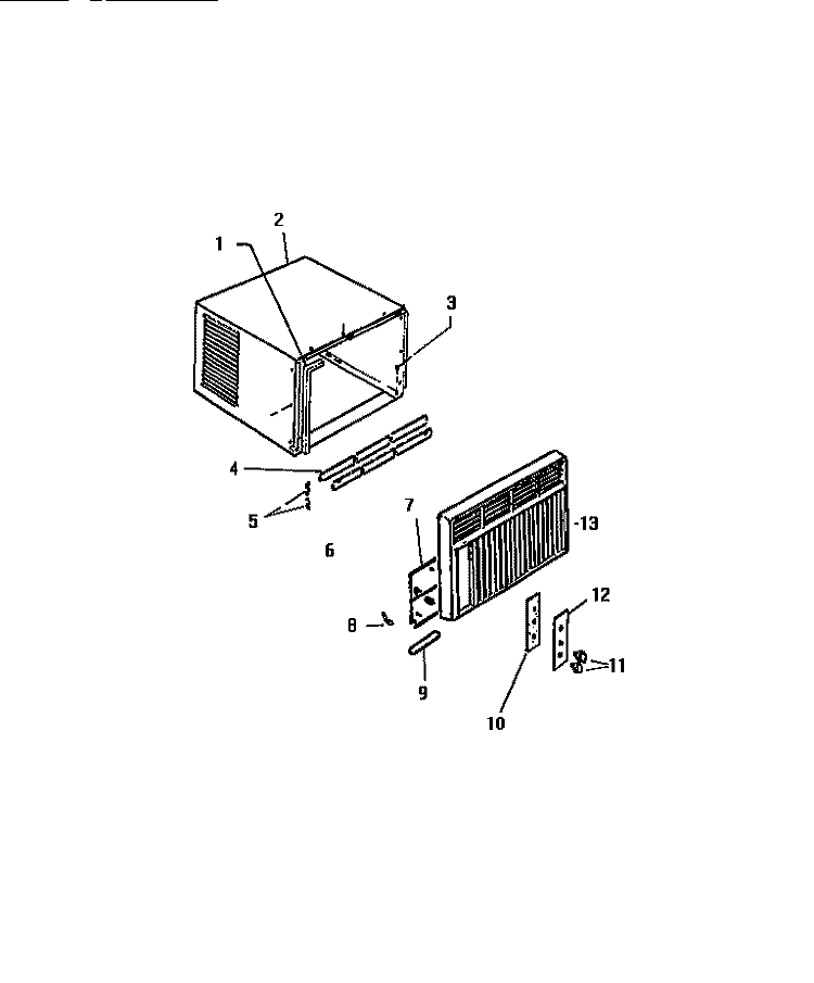 CABINET, FRONT, WRAPPER Diagram and Parts List for S418B2SA  Kelvinator Air Conditioner