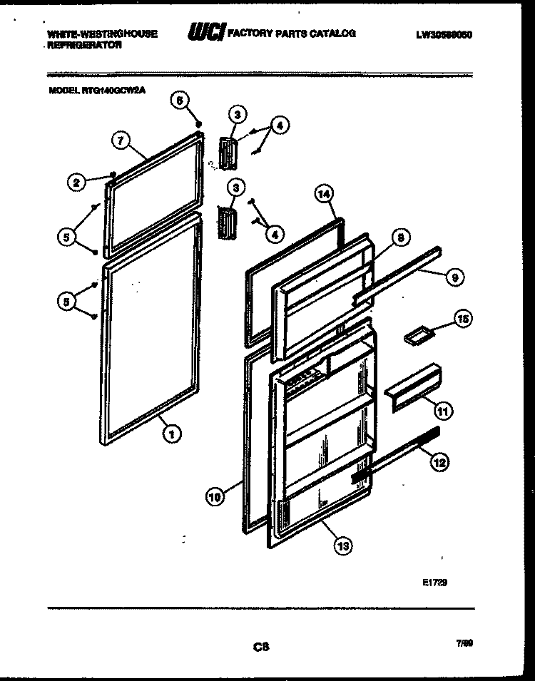 DOOR PARTS Diagram and Parts List for RTG140GCH2A  Frigidaire Refrigerator