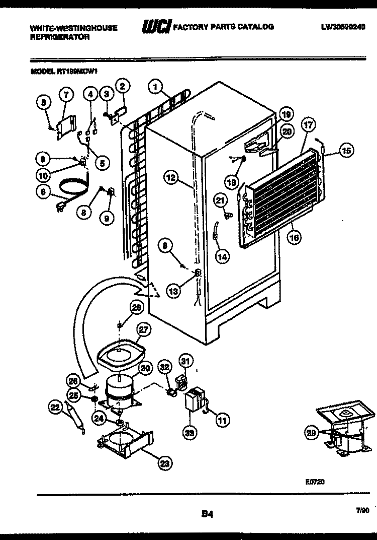 SYSTEM AND AUTOMATIC DEFROST PARTS Diagram and Parts List for RT199MCD1  Frigidaire Refrigerator