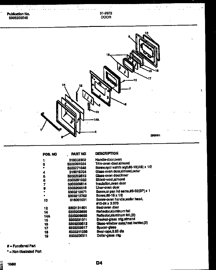COOKTOP AND DRAWER PARTS Diagram and Parts List for 31-3982-23-01  Tappan Range
