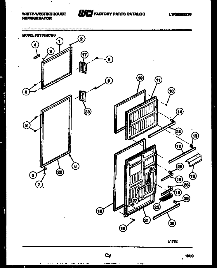 DOOR PARTS Diagram and Parts List for RT193MCD0  Frigidaire Refrigerator