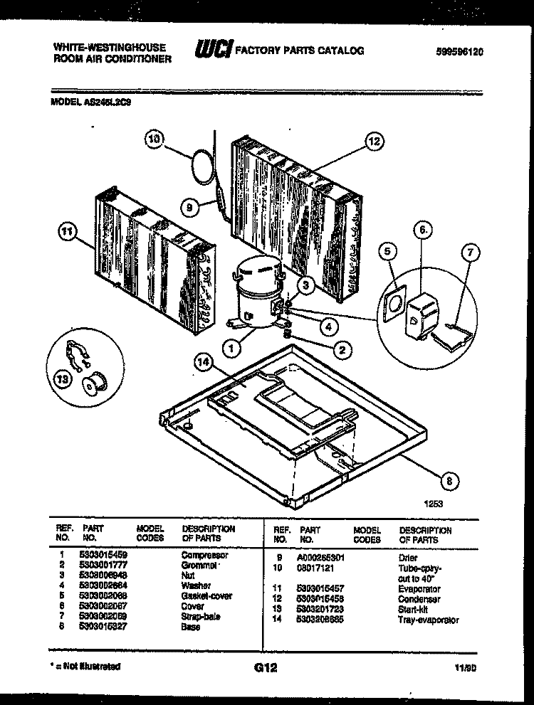 SYSTEM PARTS Diagram and Parts List for AS246L2C9  Frigidaire Air Conditioner