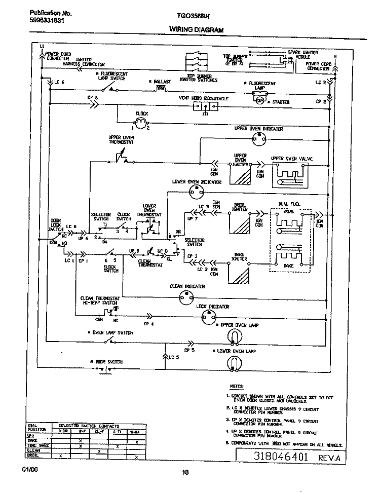 WIRING DIAGRAM Diagram and Parts List for TGO356BHD3  Tappan Range