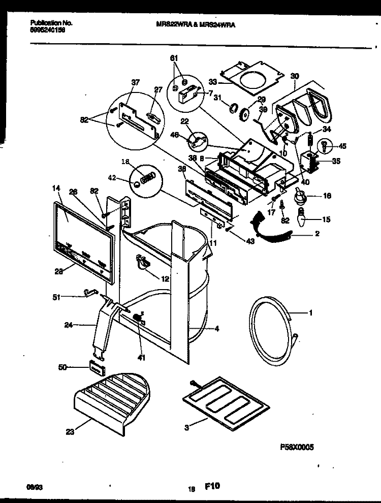 ICE DOOR, DISPENSER AND WATER TANKS Diagram and Parts List for MRS22WRAW0  Frigidaire Refrigerator