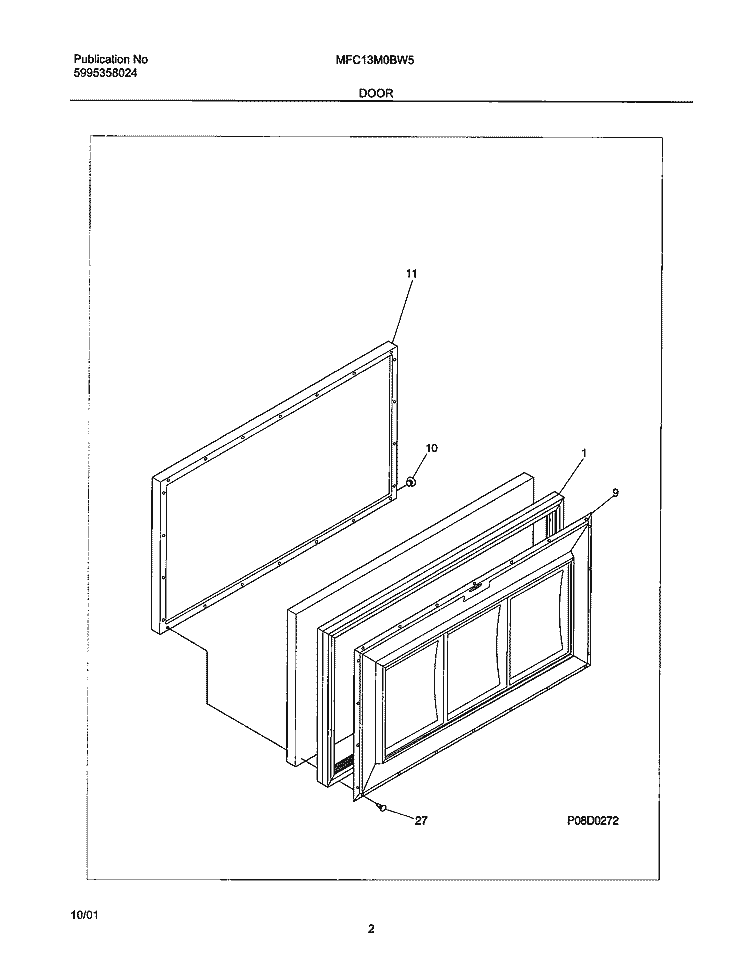 DOOR Diagram and Parts List for MFC13M0BW5  Uni Freezer