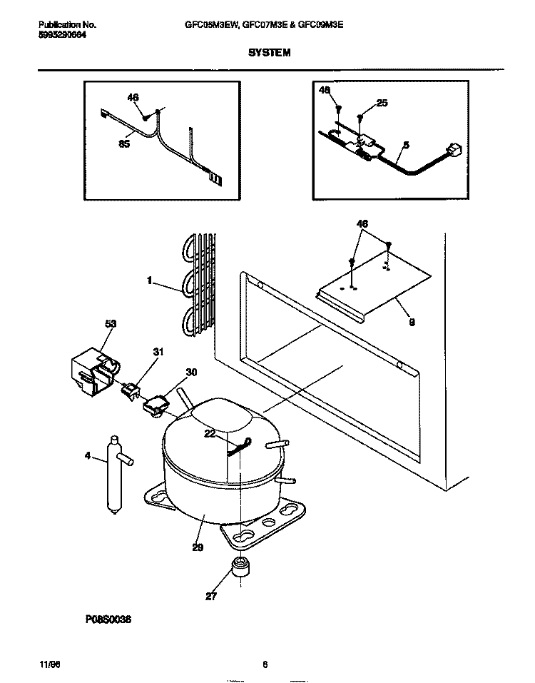 SYSTEM Diagram and Parts List for GFC05M3EW1  Gibson Freezer