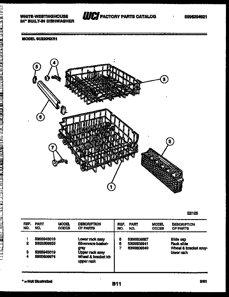 RACKS AND TRAYS Diagram and Parts List for SU220NXR1  Frigidaire Dishwasher
