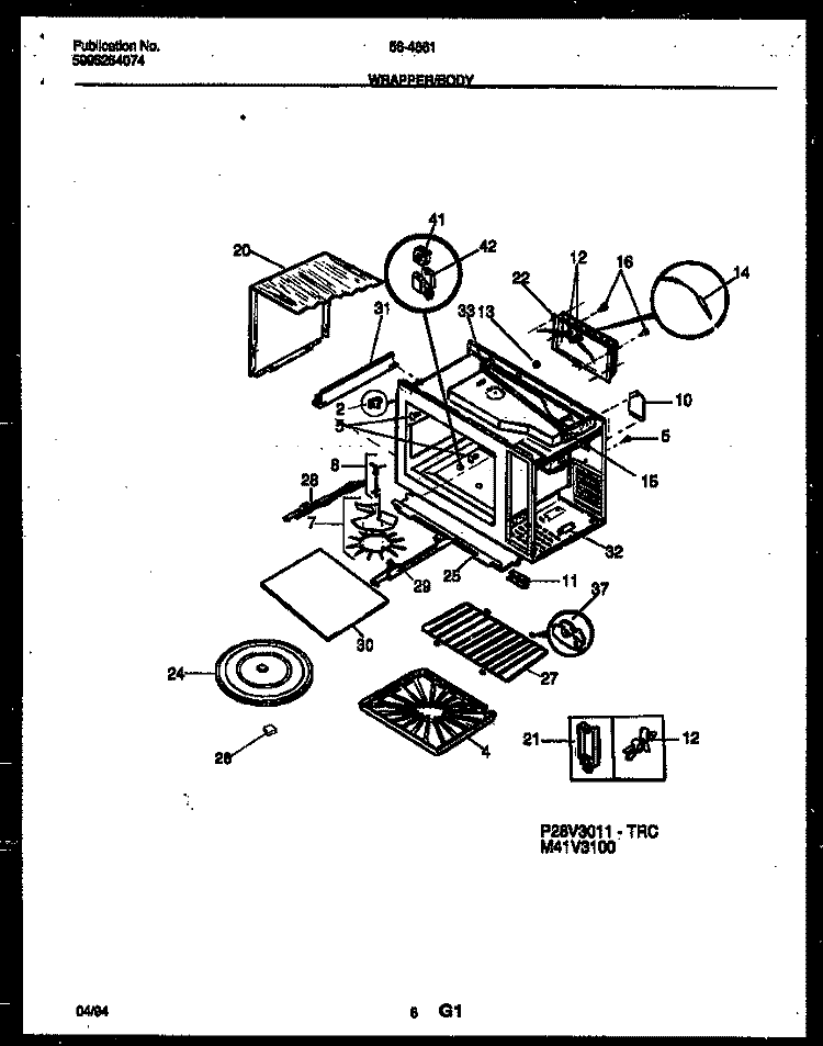 WRAPPER AND BODY PARTS Diagram and Parts List for 56-4861-10-06  Tappan Microwave