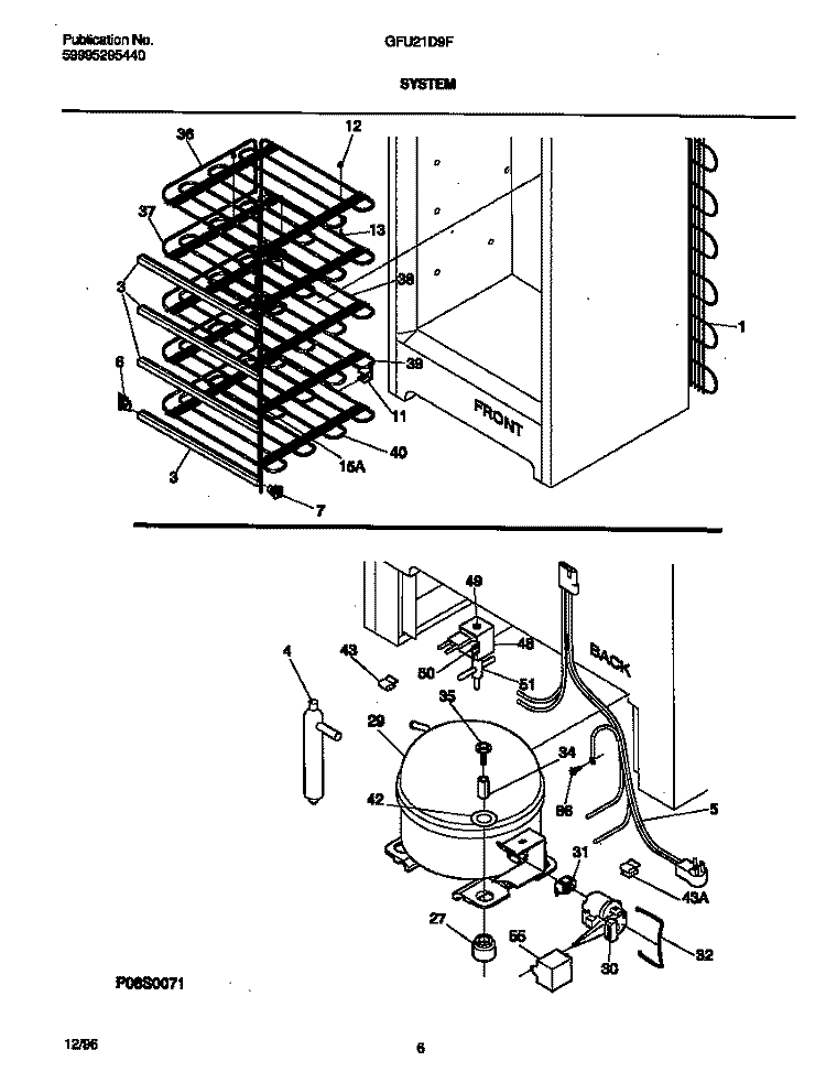 SYSTEM Diagram and Parts List for GFU21D9FW0  Gibson Freezer