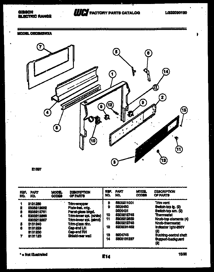 BACKGUARD Diagram and Parts List for CEC3M2WXA  Gibson Range