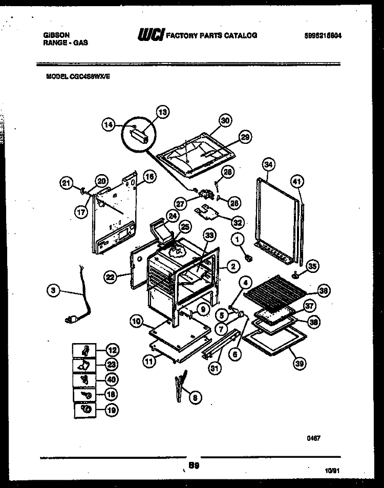 BODY PARTS Diagram and Parts List for CGC4S8WXE  Gibson Range