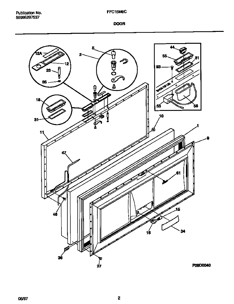 DOOR Diagram and Parts List for FFC15M6CW2  Frigidaire Freezer
